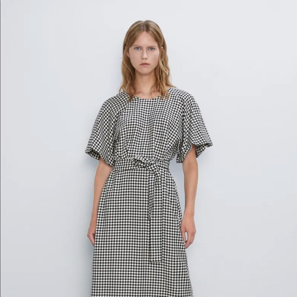 Zara Houndstooth midi dress